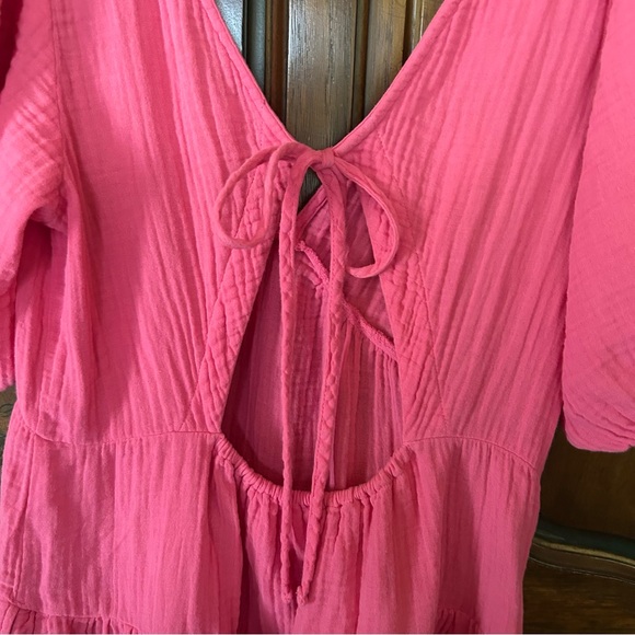 XiRENA~ Pink Nissa Cotton Gauze Tiered Puff Sleeve Mini Dress in size Medium - Picture 8 of 16